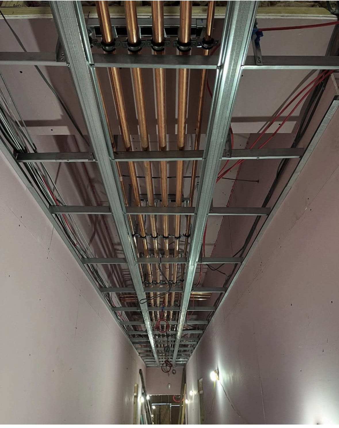 Complex first fix for block of apartments